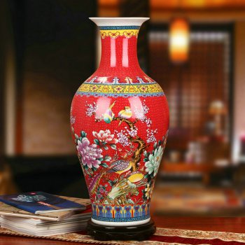 景德镇陶瓷珐琅彩观音瓶家居工艺品