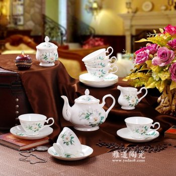 景德镇陶瓷礼品咖啡具套装英式百合
