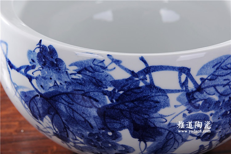 景德镇陶瓷手绘青花养金鱼缸水仙盆硕果