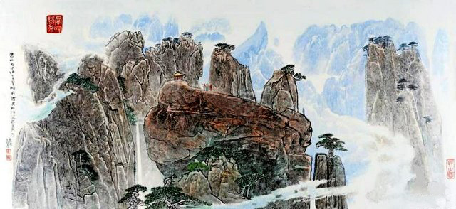 工艺美术大师王锡良的《黄山四千仞》瓷板画