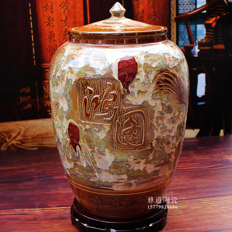 陶瓷米桶带盖面缸-背面