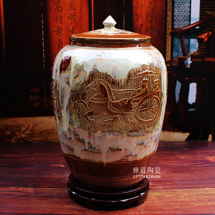 陶瓷米桶带盖面缸-款式二正面
