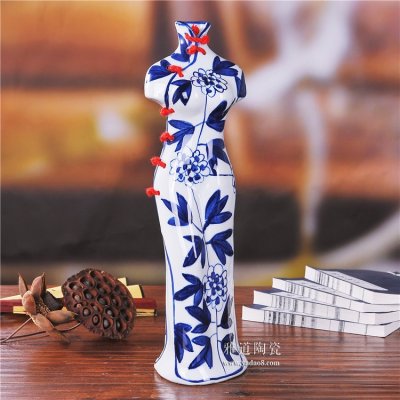 景德镇陶瓷创意旗袍美女陶瓷花瓶