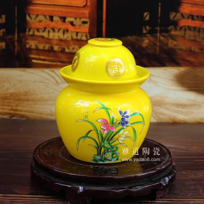 景德镇陶瓷4斤泡菜坛子-兰花