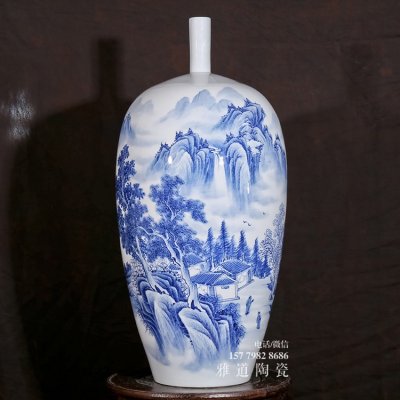 新居客厅摆件名家手绘青花瓷花瓶