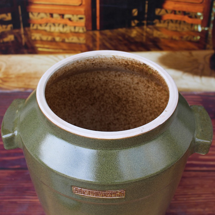 茶叶末直筒30斤50斤陶瓷酒坛-内口