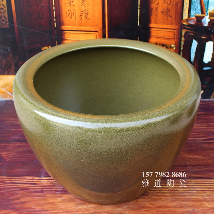 景德镇茶叶末陶瓷水缸鱼缸-口部