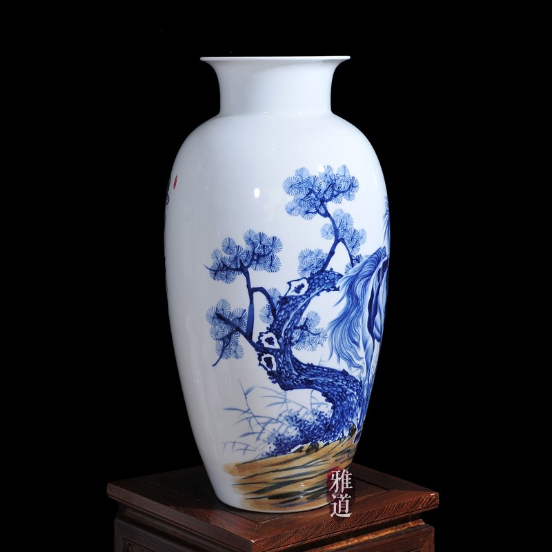 工艺品陶瓷花瓶王云喜手绘马到成功-侧面
