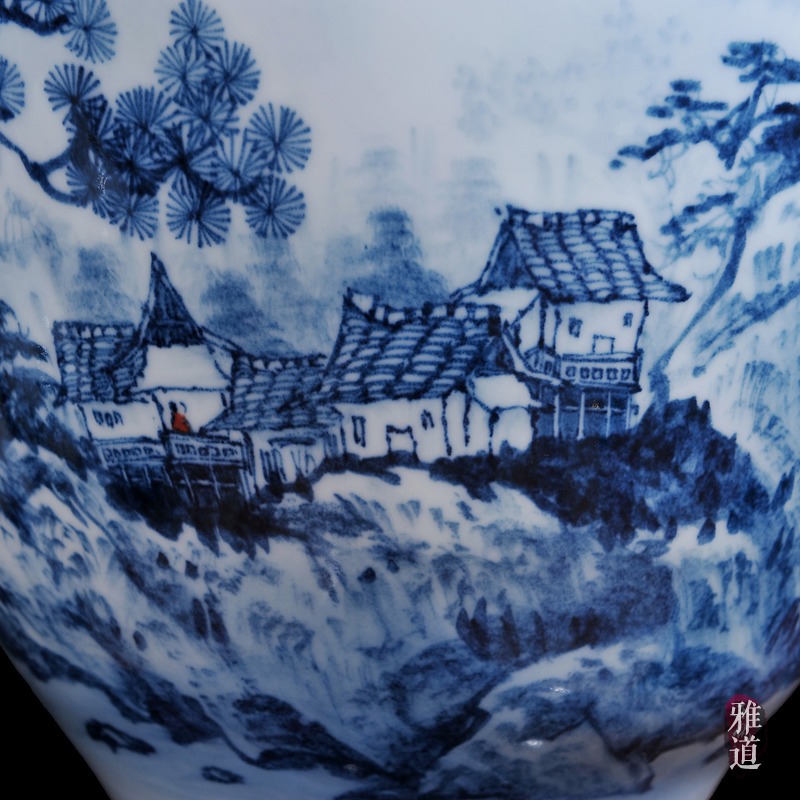 陶瓷花瓶定做王云喜手绘青花瓷山乡风情-细节