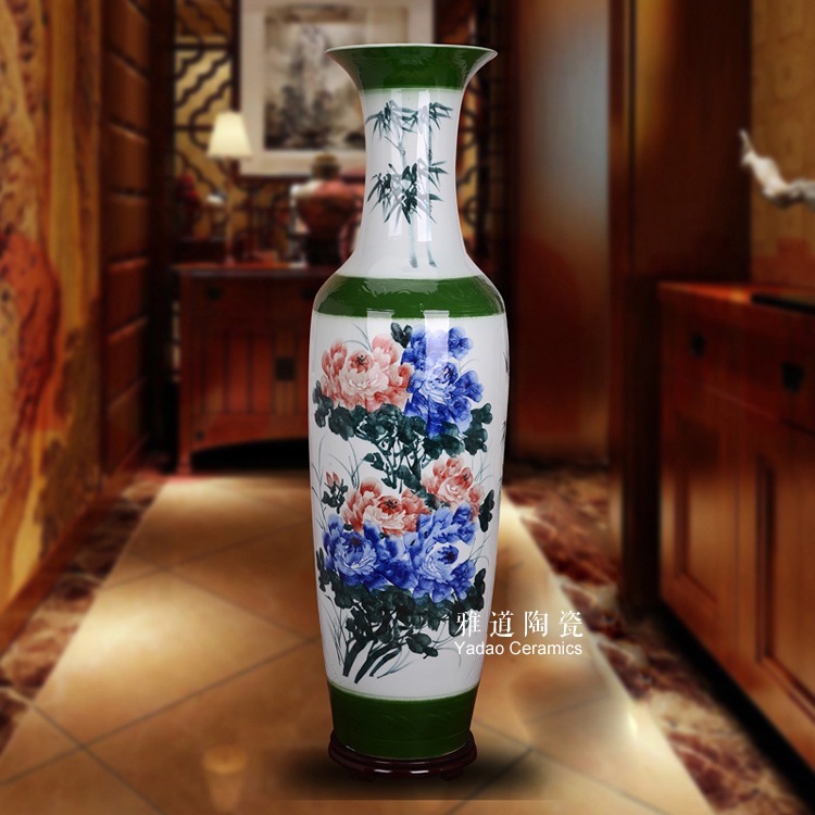 景德镇陶瓷手绘艺术大花瓶报春图-背面