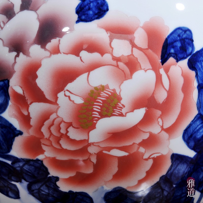 景德镇陶瓷工艺花瓶王云喜手绘花开富贵-特写