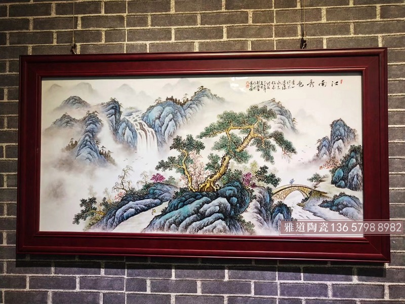 景德镇手绘江南秀色山水瓷板挂画