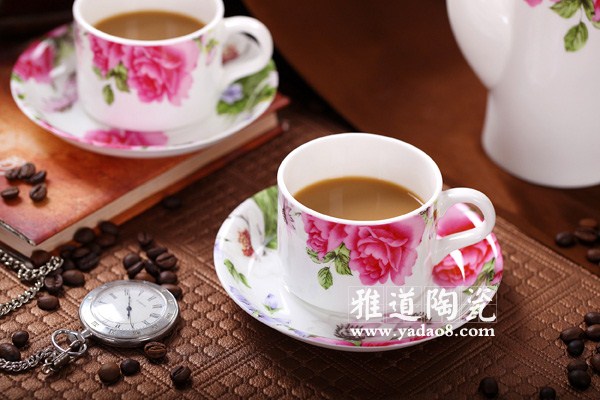 玫瑰花语陶瓷咖啡杯子