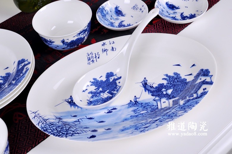 江南水乡青花瓷餐具套装-大勺