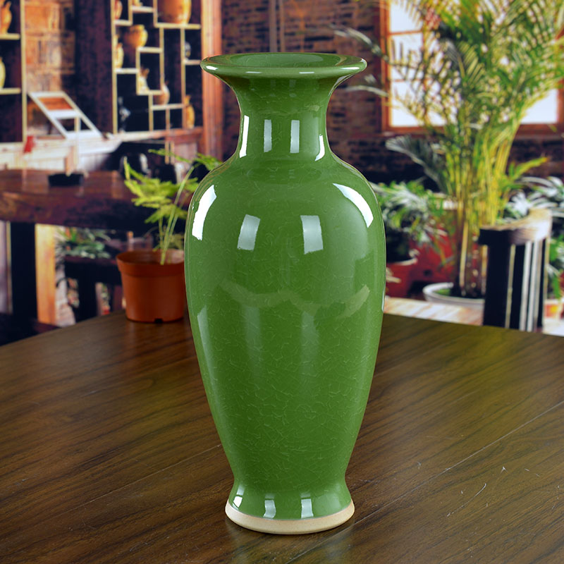 景德镇陶瓷钧瓷仿古开片花瓶（全绿款）