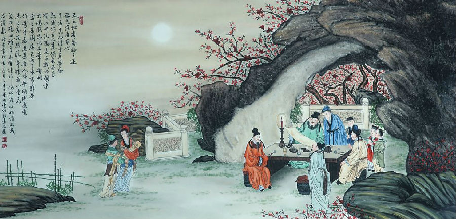 高温色釉人物画