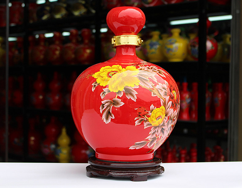 景德镇中国红陶瓷酒坛