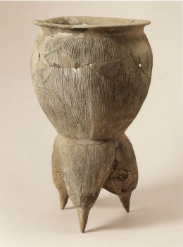 商代灰陶绳纹甗