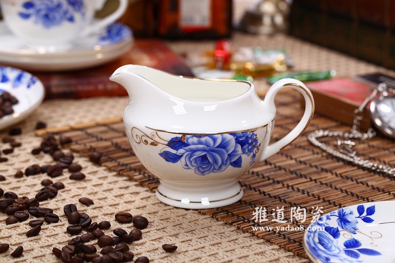 景德镇青花陶瓷咖啡具套装欧式玫瑰