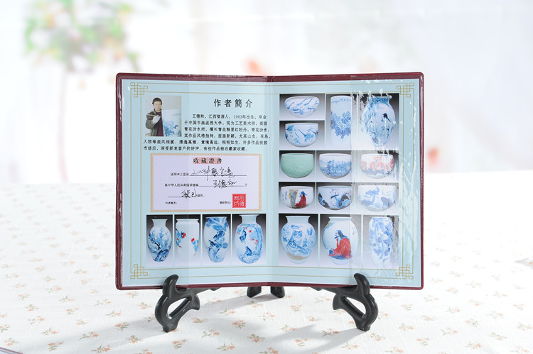 景德镇陶瓷鱼缸手绘釉下彩硕果陶瓷摆件(图6)
