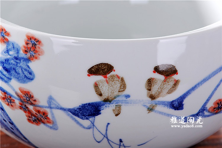 景德镇瓷器手绘高档青花瓷金鱼缸客厅摆件