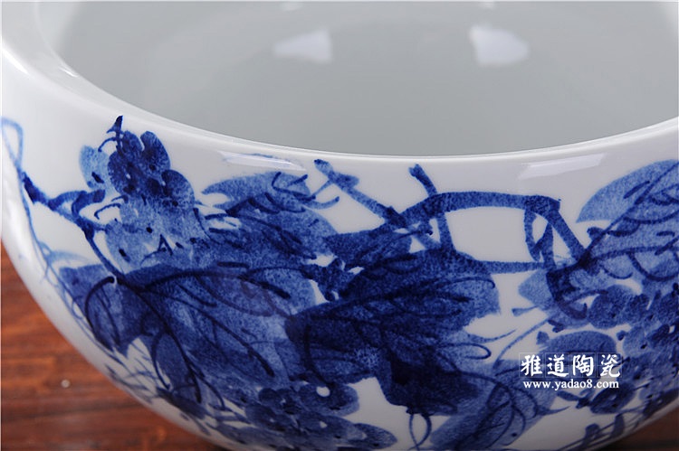 景德镇陶瓷手绘青花养金鱼缸水仙盆硕果 景德镇陶瓷手绘青花养金鱼缸水仙盆硕果