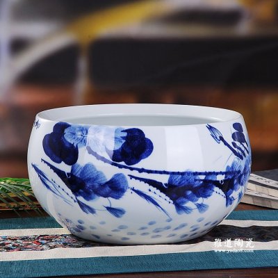 景德镇陶瓷鱼缸家居装饰品和为贵图