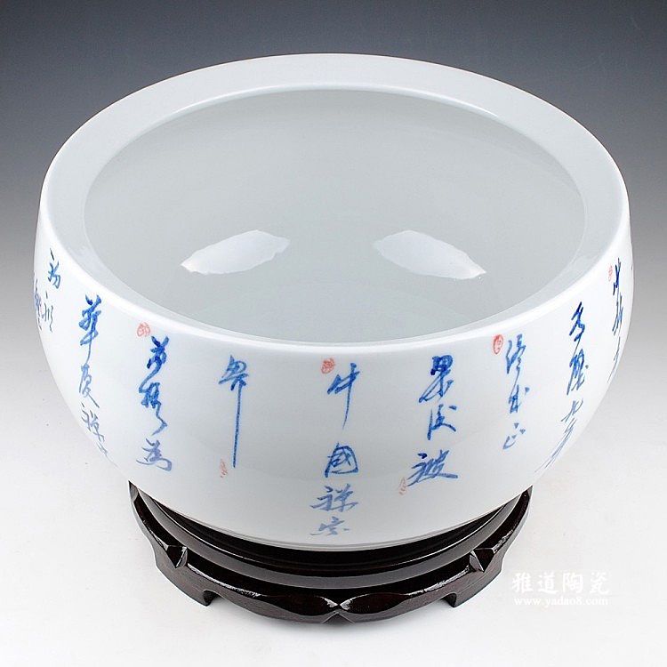 景德镇瓷器手绘窑变达摩陶瓷鱼缸 景德镇瓷器手绘窑变达摩陶瓷鱼缸