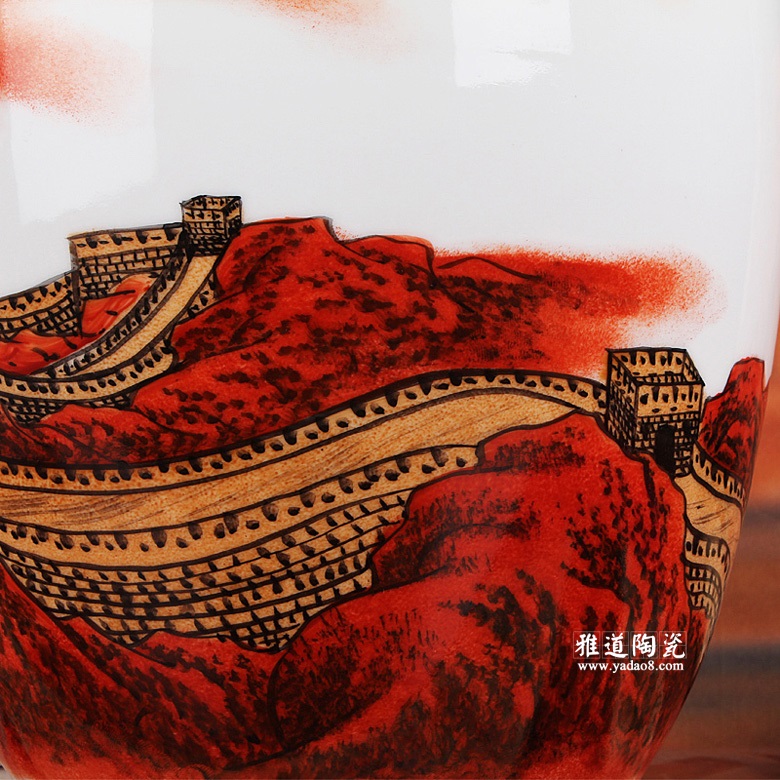 工艺品摆件花瓶-景德镇陶瓷手绘长城花瓶(细节图)