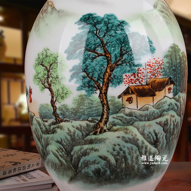 景德镇陶瓷名家手绘客厅装饰花瓶