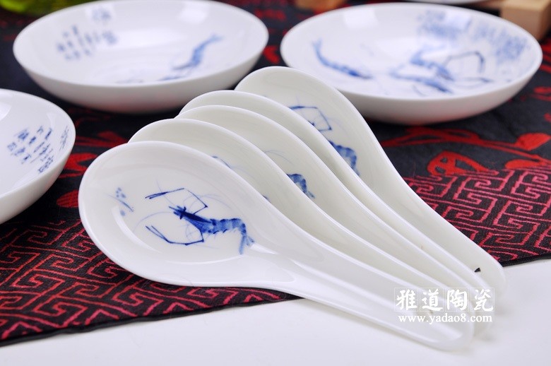 景德镇青花陶瓷餐具-虾趣
