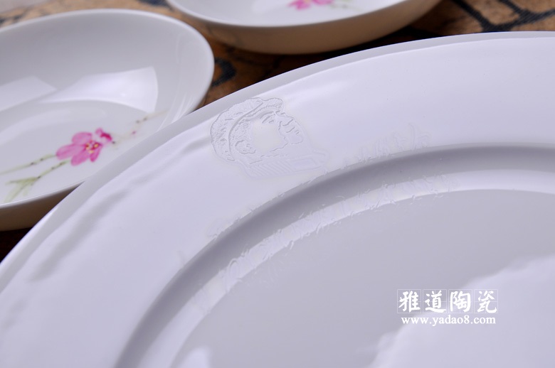 景德镇手绘高档陶瓷餐具（水点桃花）
