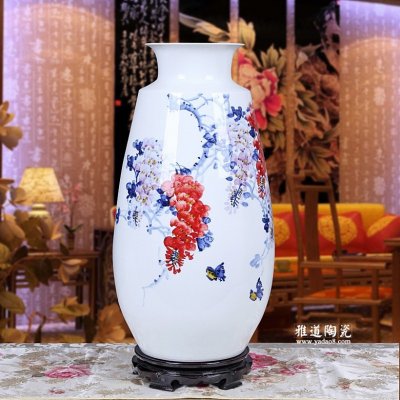 现代家居摆设花瓶 名家手绘花瓶 紫气东来