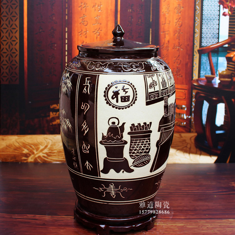 景德镇陶瓷米缸米桶-背面