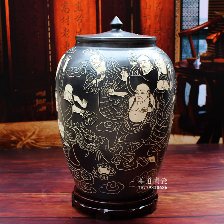 景德镇陶瓷储物缸-背面