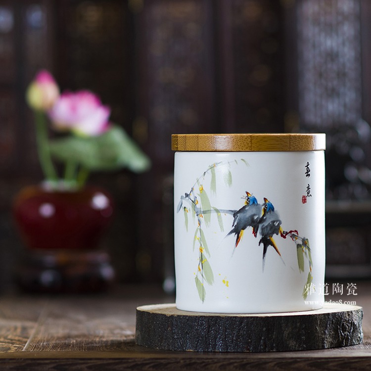 小号陶瓷茶叶罐-春意