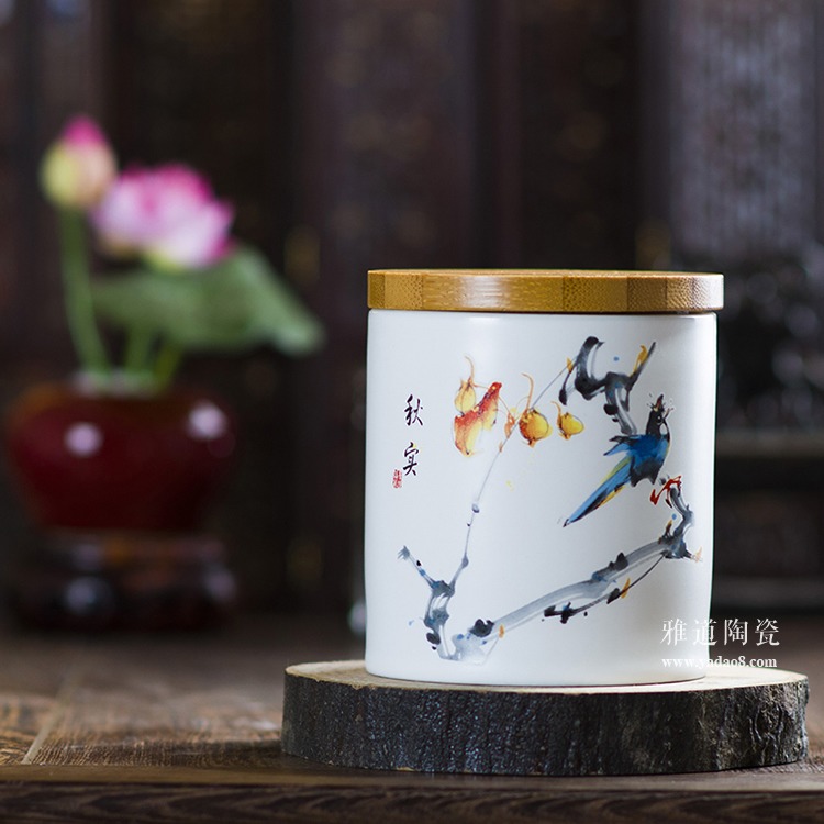 小号陶瓷茶叶罐-秋实