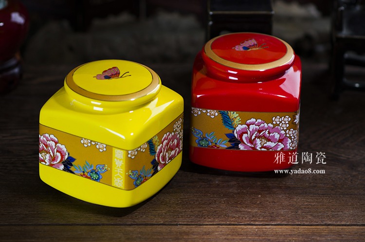 富贵天香陶瓷茶叶罐-两色