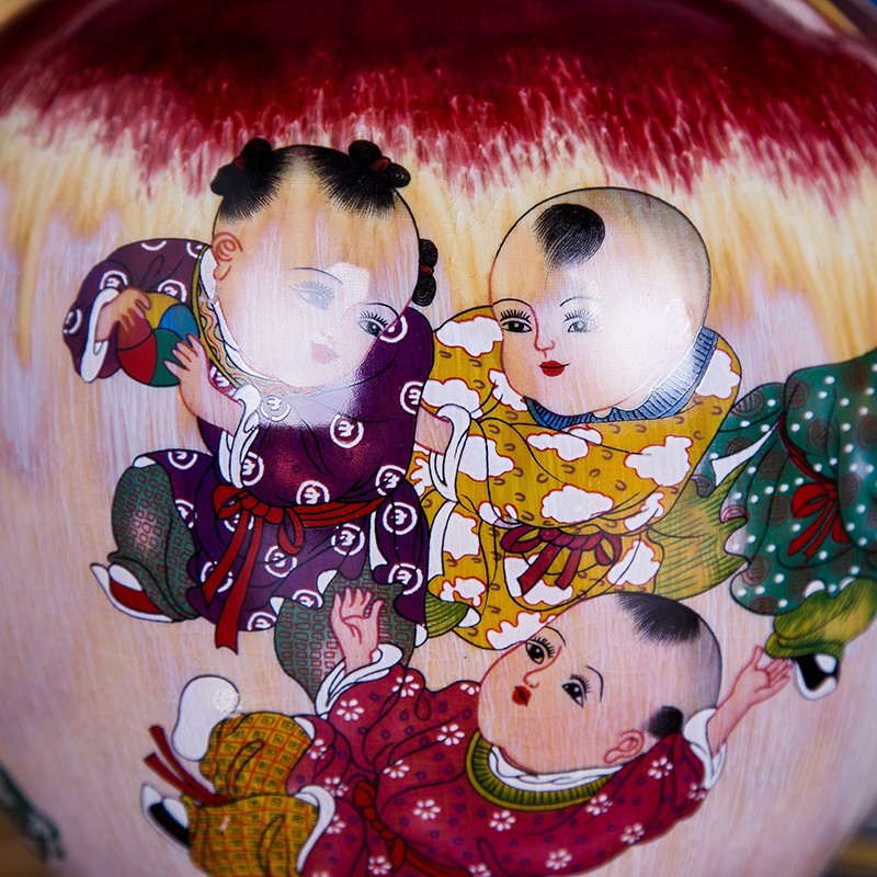 景德镇吉祥如意窑变裂纹陶瓷花瓶-细节图