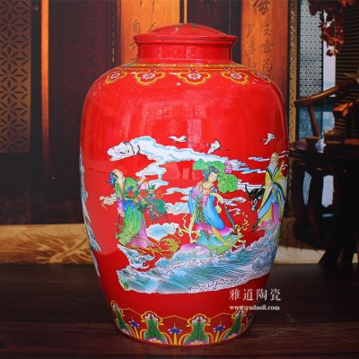 景德镇100斤陶瓷酒坛加厚密封 八仙过海