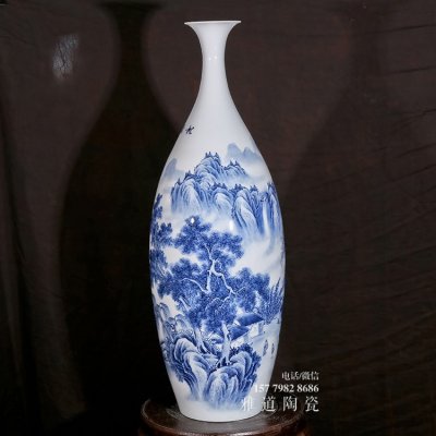 周惠胜手绘青花瓷花瓶家居工艺品摆