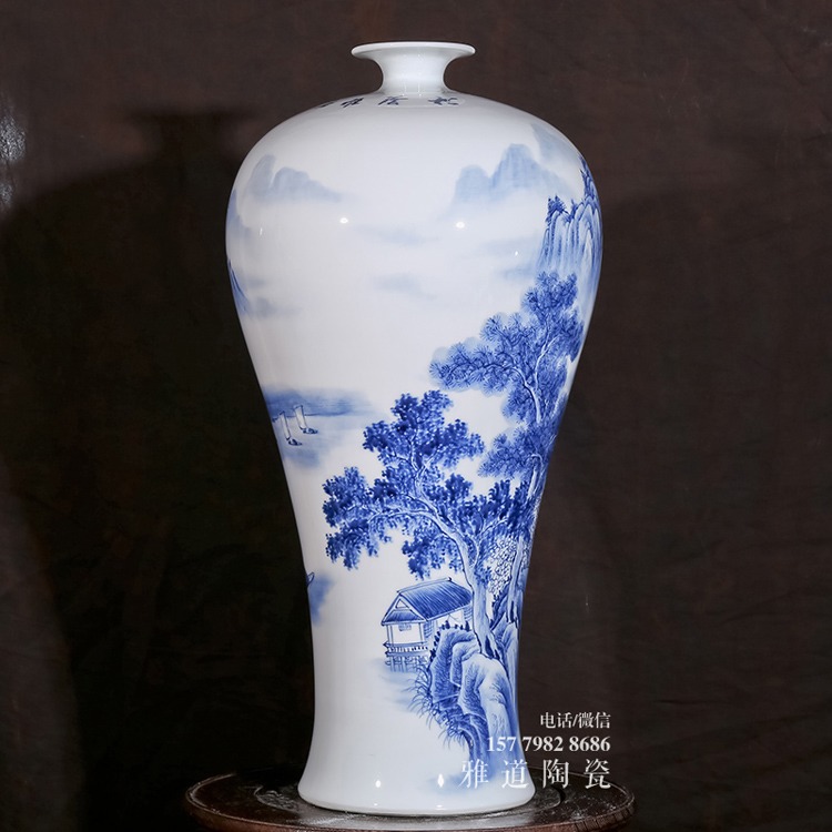 周惠胜手绘青花瓷花瓶梅瓶家居工艺品-背面