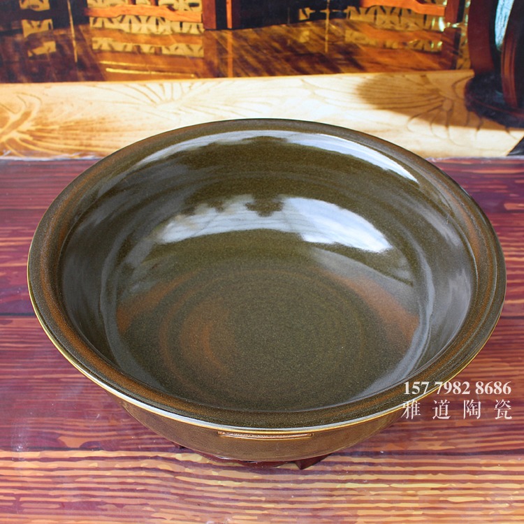 景德镇茶叶末釉陶瓷和面盆