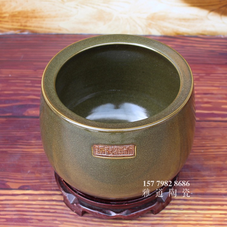 景德镇茶叶末陶瓷花钵