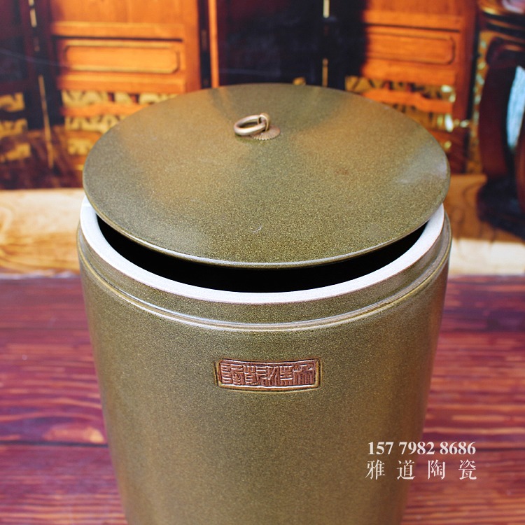 20斤茶叶末釉米缸油缸茶缸带铜环