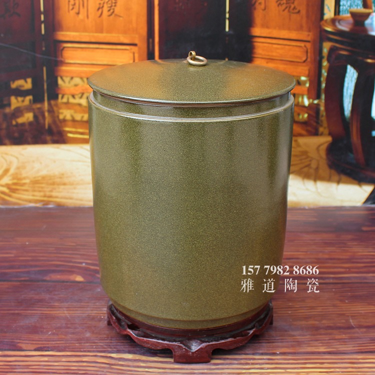 20斤茶叶末釉米缸油缸茶缸带铜环