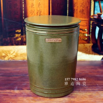 40斤平盖直筒茶叶末釉米缸面缸