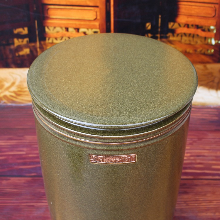 40斤平盖直筒茶叶末釉米缸面缸-盖子