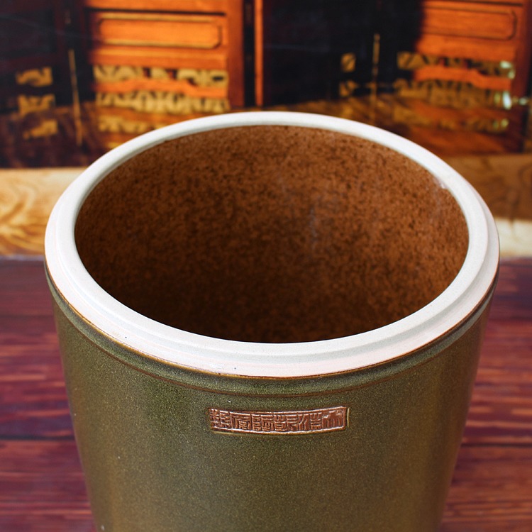 40斤平盖直筒茶叶末釉米缸面缸-内部