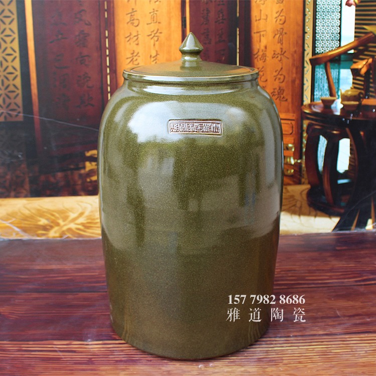 大脚冬瓜茶叶末釉陶瓷储物罐